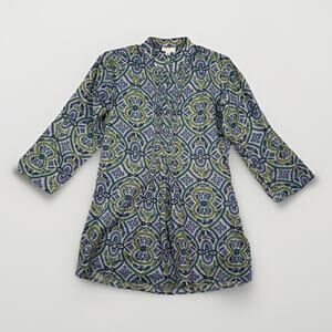 Anokhi Harlequin Block Print Cotton Tunic Kurta Size XS India Floral BOHO